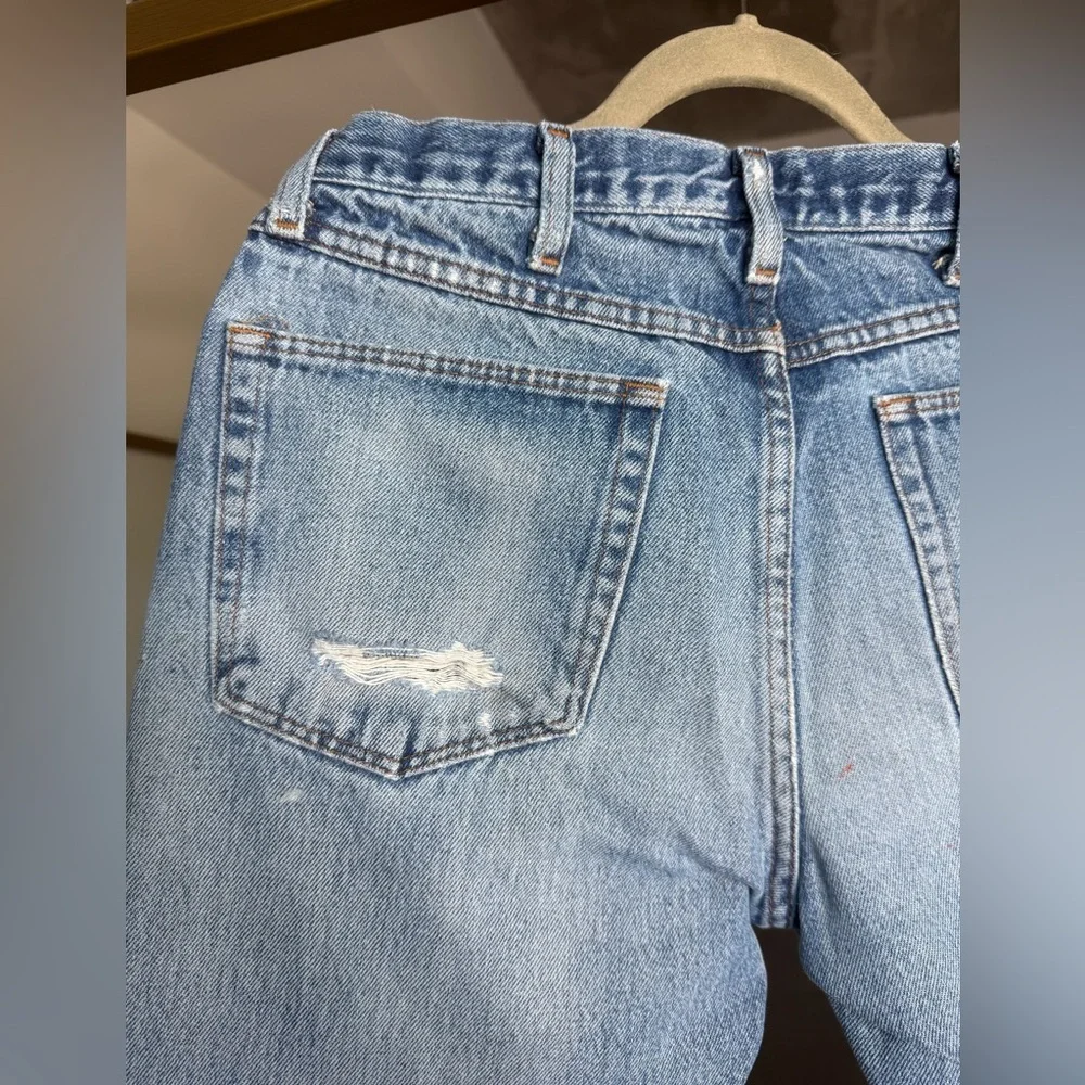 Vtg RUSTLER Thrashed Straight Jeans Mens 33x30 100% Cotton Distressed 90s Denim - Picture 4 of 11